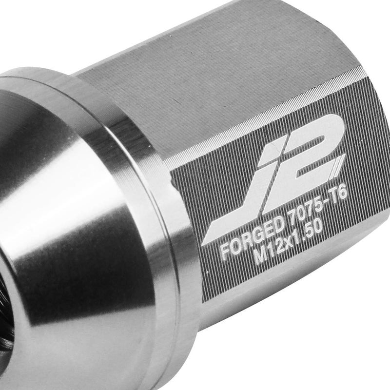 J2 Engineering 20 Pcs 7075 Aluminum Closed End M12 x 1.5 Lug Nuts Set w/Socket Adapter, Silver, Fit Conical Seat, LN-T7-006-15-SL - Image 3